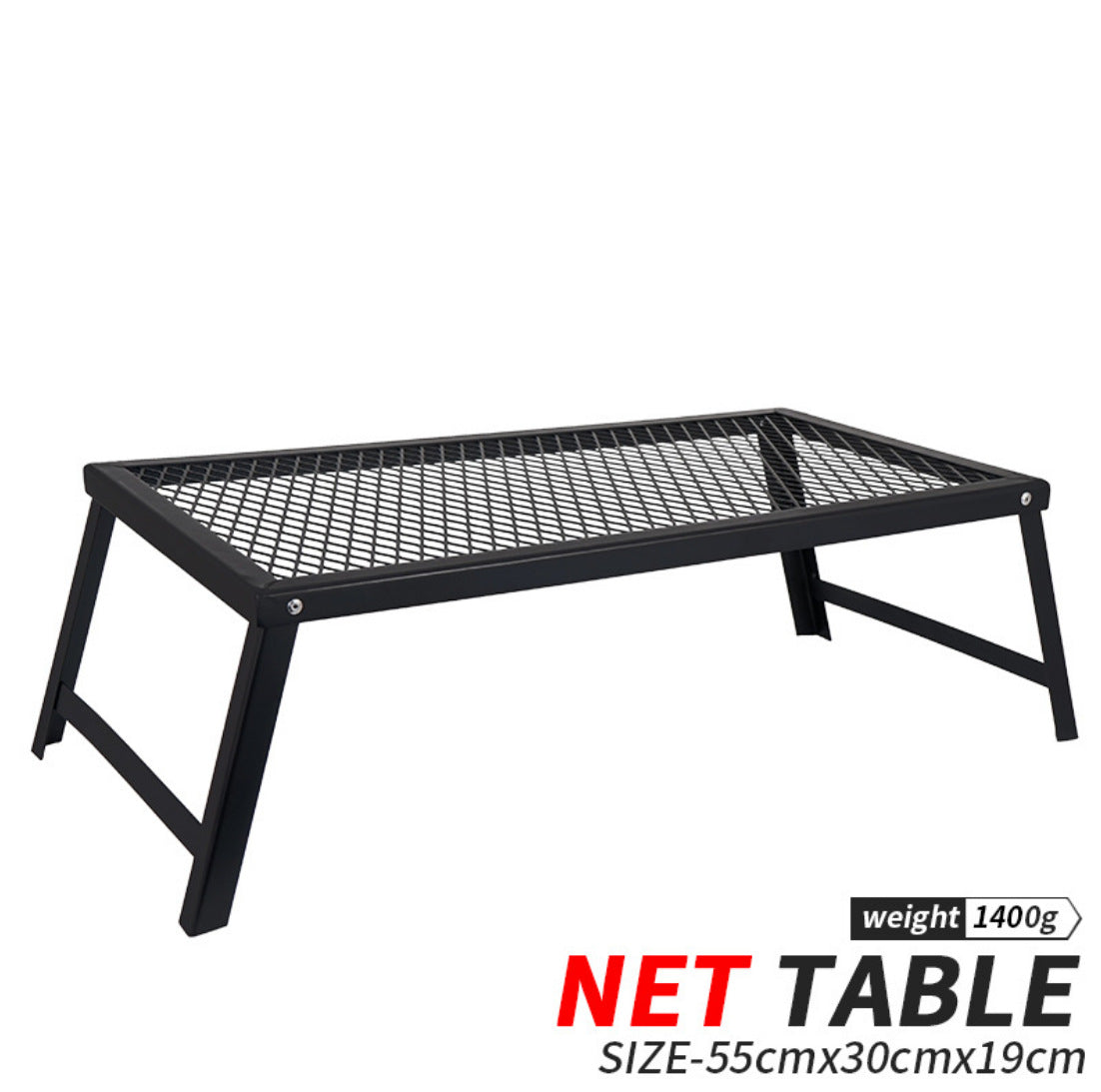 Outdoor Folding Camping Table - Portable Picnic BBQ Table with Iron Mesh Top, Heavy-Duty Aluminum Frame, for Camping, Backpacking, Beach, Backyard & More