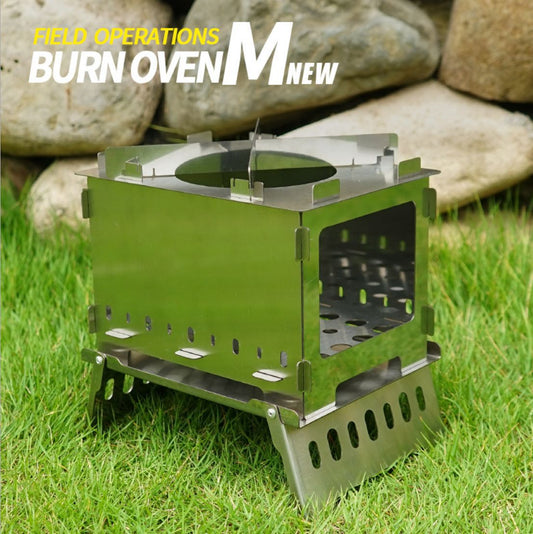 "Field Operations Burn Oven M" - Portable Collapsible Cardboard Stove/Outdoor Wood-Burning Stove, Grill Rack & Fire Pit, Multi-Functional for Camping, Backpacking, and BBQ (Wholesale Available)