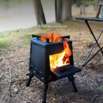 Portable Wood-Burning Stove: Outdoor Camping Cookware & Collapsible Heating Stove for Backpacking, Backpacking, Picnics, & Emergency Use